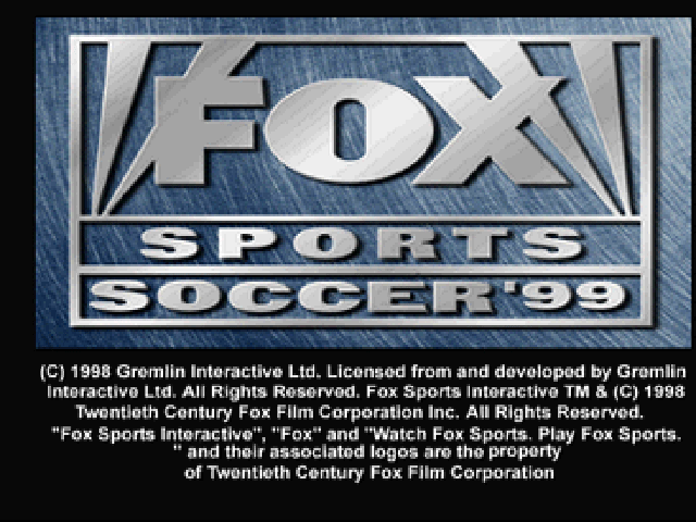 Fox Sports Soccer 99 title screen for Playstation